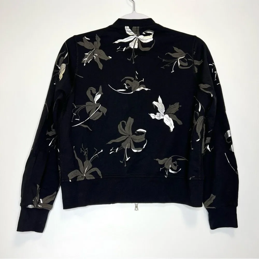 Dries Van Noten Floral Print Bomber Style Cotton Jacket Black XS